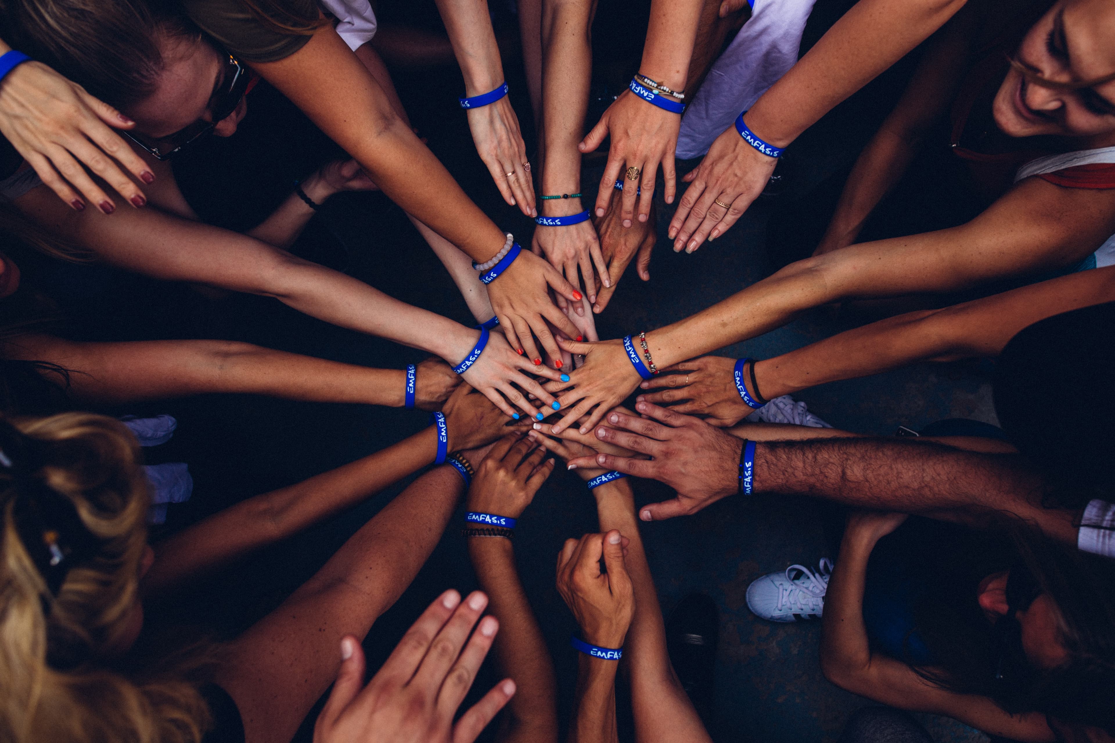 Hands together in solidarity